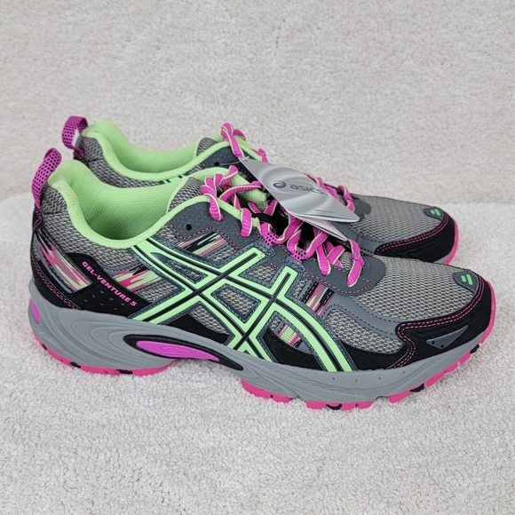 Asics Women's Gray Pistachio Pink Gel-Venture 5 Trail Running Shoes Sz 9.5 NEW - Picture 1 of 13